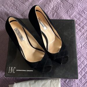 INC International Concepts Black velvet high heels